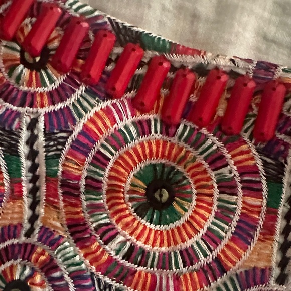 Akemi & Kin Boho Embroidered Sleeveless Beaded Blouse - Cream and Multicolor - Picture 8 of 8